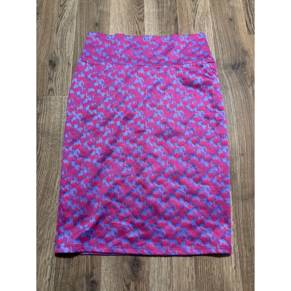 LuLaRoe Cassie Skirt Womens S Pink Purple Abstract Pattern Pencil Casual